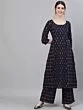 Blue Checks Printed Kurta With Palazzo Set