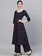 Blue Checks Printed Kurta With Palazzo Set