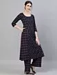 Blue Checks Printed Kurta With Palazzo Set