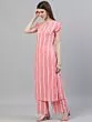 Pink & White Striped Printed Kurta Set