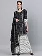 Black & White Printed Kurta With Sharara & Dupatta Set