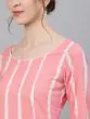 Pink & White Striped Printed Kurta With Sharara Set