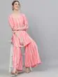 Pink & White Striped Printed Kurta With Sharara Set