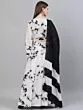 White & Black Tie & Dye Printed Lehenga Choli With Dupatta Set