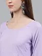 Lavender & Turquoise Blue Ombre Printed A-Line Kurta With Pant & Dupatta Set