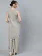 Grey Schiffli Design Straight Kurta Palazzo Set