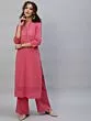 Pink Schiffli Sequance Work Kurta With Palazzo Set