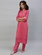 Pink Schiffli Sequance Work Kurta With Palazzo Set