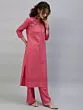 Pink Schiffli Sequance Work Kurta With Palazzo Set