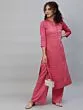Pink Schiffli Sequance Work Kurta With Palazzo Set