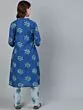 Blue & White Floral Printed Double Layered Kurta With Pant Set