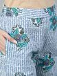 Blue & White Floral Printed Double Layered Kurta With Pant Set