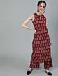 Maroon Floral Printed Straight Kurta With Palazzo Set