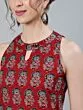 Maroon Floral Printed Straight Kurta With Palazzo Set