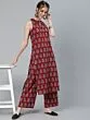Maroon Floral Printed Straight Kurta With Palazzo Set