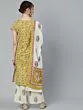 Yellow & Pink Floral Printed Straight Kurta Set With Dupatta