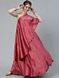 Dusty Pink Dobby Design One Shoulder Lehenga Choli Set
