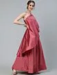 Dusty Pink Dobby Design One Shoulder Lehenga Choli Set