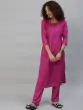 Magenta Yellow Thread Work Kurta With Palazzo Set