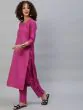 Magenta Yellow Thread Work Kurta With Palazzo Set