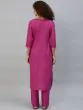 Magenta Yellow Thread Work Kurta With Palazzo Set