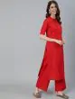 Red Solid Straight Kurta With Palazzo Set