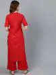 Red Solid Straight Kurta With Palazzo Set