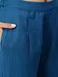 Royal Blue Solid Kurta Set With White Thread Work At Yoke Details