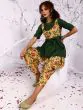 Yellow & Green Floral Printed Kurta With Dhoti Pant Set