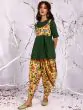 Yellow & Green Floral Printed Kurta With Dhoti Pant Set