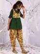 Yellow & Green Floral Printed Kurta With Dhoti Pant Set