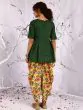 Yellow & Green Floral Printed Kurta With Dhoti Pant Set