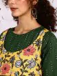 Yellow & Green Floral Printed Kurta With Dhoti Pant Set