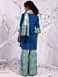 Blue & Green Floral Printed Kurta & Sharara With Dupatta Set