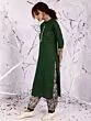 Green & Pink Floral Printed Kurta & Ballon Palazzo With Dupatta Set