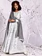 White & Grey Floral Printed Lehenga Choli With Dupatta