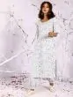 White & Grey Floral Printed Straight Kurta With Balloon Palazzo Set