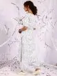 White & Grey Floral Printed Straight Kurta With Balloon Palazzo Set