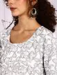 White & Grey Floral Printed Straight Kurta With Balloon Palazzo Set