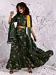 Green & Yellow Floral Printed Lehenga Choli With Tie & Dye Dupatta Set