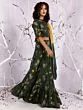 Green & Yellow Floral Printed Lehenga Choli With Tie & Dye Dupatta Set