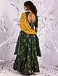 Green & Yellow Floral Printed Lehenga Choli With Tie & Dye Dupatta Set