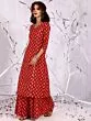 Red & White Printed A-Line Kurta With Palazzo Set