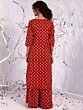 Red & White Printed A-Line Kurta With Palazzo Set