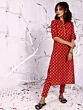 Red & White Printed Straight Kurta With Pant Set