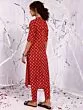 Red & White Printed Straight Kurta With Pant Set