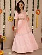Pink & Silver Jacquard Zari Work Lehenga Choli With Net Dupatta