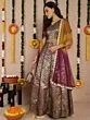 Purple & Gold Jacquard Zari Work Lehenga Choli With Net Dupatta & Potali Bag