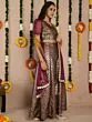Purple & Gold Jacquard Zari Work Lehenga Choli With Net Dupatta & Potali Bag
