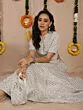 Grey & Silver Jacquard Zari Work Lehenga Choli With Potali Bag